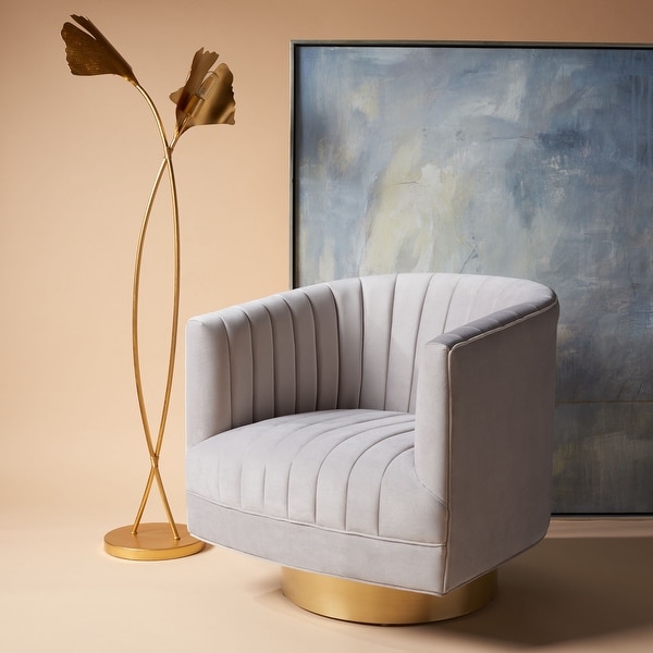 Safavieh Couture Josephine Swivel Barrel Velvet Chair - 28" W x 31" L x 30" H. Opens flyout.