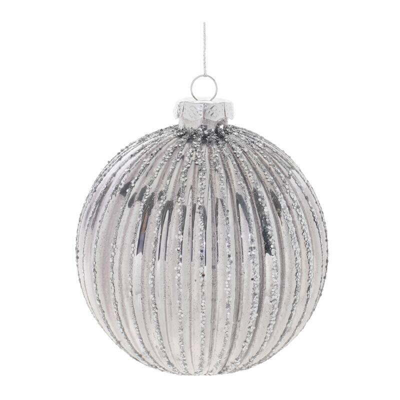 Glittered Glass Ball Ornament (Set of 6) - N/A