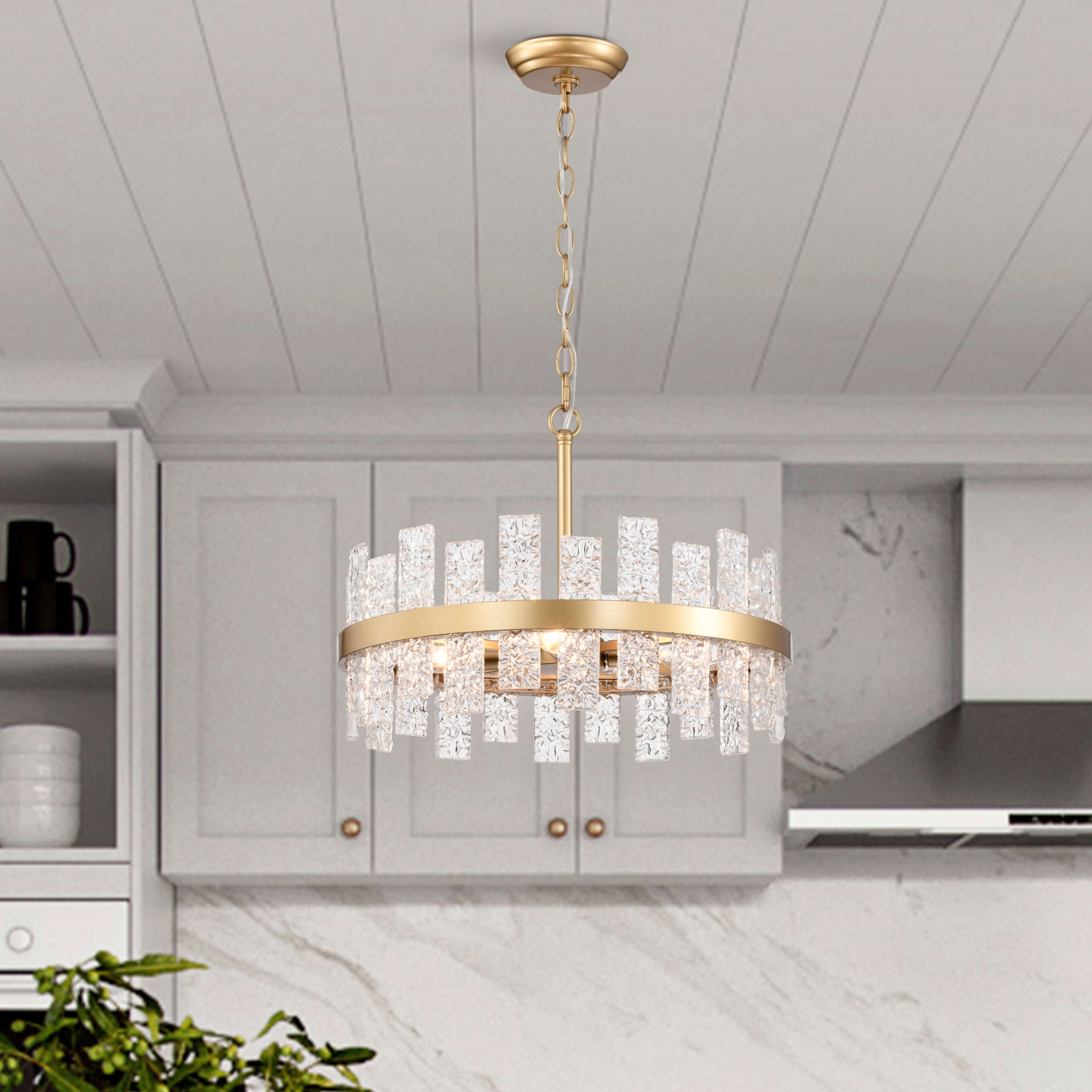 Casandra 6-light Drum Glass Strip Chandelier
