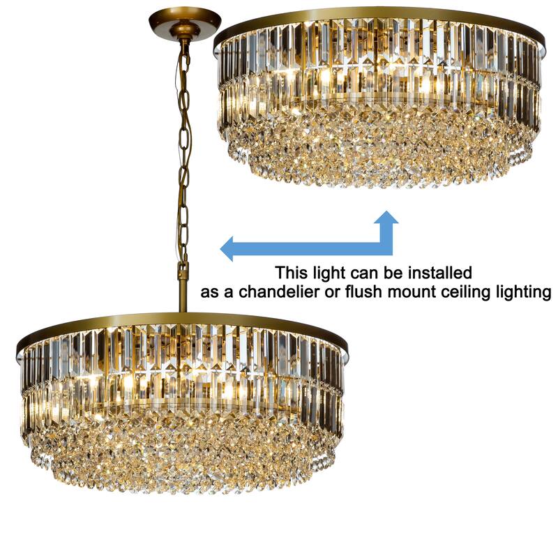 Modern Glam Tier Crystal Flush Mount Ceiling Light