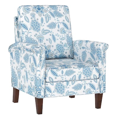 Costway 1/2 PCS Floral Accent Chair with Solid Wood Legs & High Back - See Details