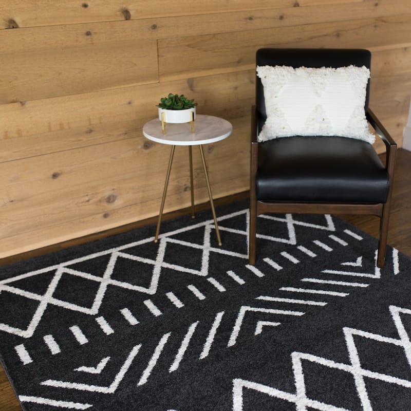 Carson Carrington Salsaker Geometric Area Rug - 8'9" x 12' - Black - Rectangle