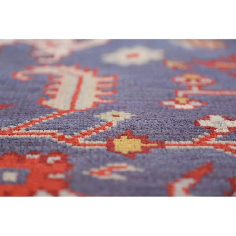 Hand Knotted Oriental 100% Wool Carpet Transitional All-Over Navy Blue & Blues Oushak Area Rug - 9' 11'' X 7' 9''