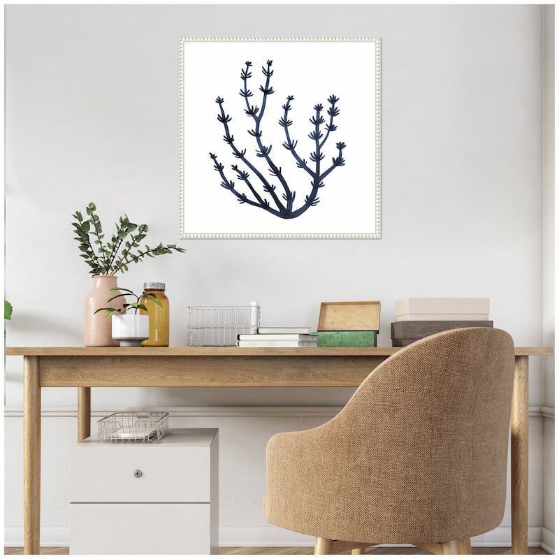 Kate and Laurel Sylvie Coastal Coral Seaweed Botanical 6 Framed Canvas by The Creative Bunch Studio