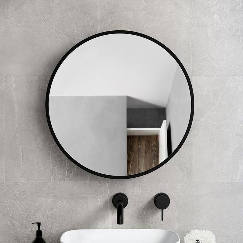 24"/30" Round Iron Medicine Cabinet with Mirror