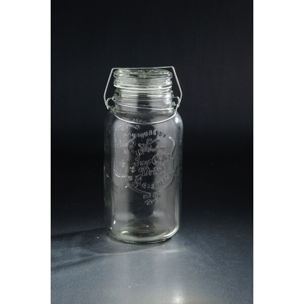 12.25" Clear Cylindrical Hand Blown Quotes Printed Canister Glass Jar - N/A