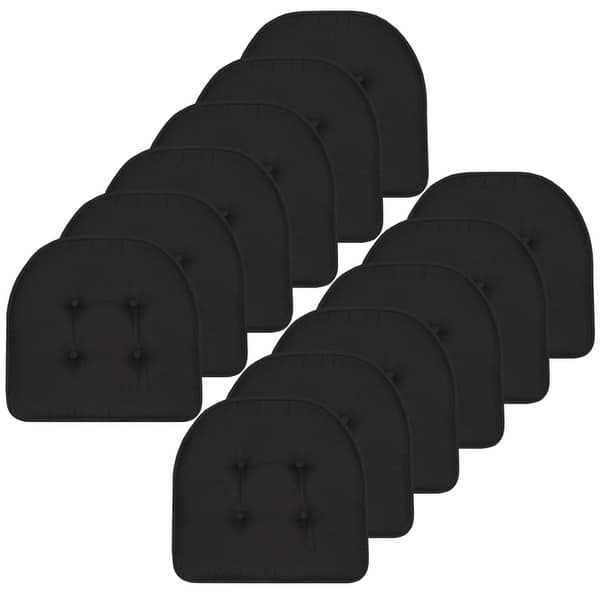 slide 1 of 1, Sweet Home Collection Solid Color U-Shaped Memory Foam Chair Cushions - 16"x17" Set of 12 - Black