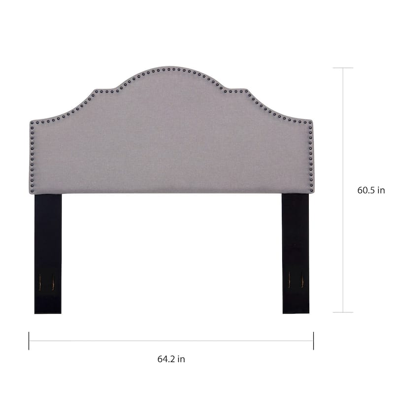 Contemporary Full/Queen Nailhead Upholstered Fabric Headboard