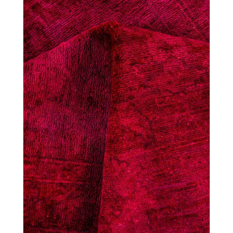 Overton Hand Knotted Wool Vintage Inspired Modern Contemporary Overdyed Red Runner Rug - 2' 9" x 17' 7"