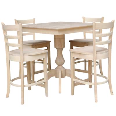 36" x 36" Square Top Table With 4 Counter Height Stools - 5 Piece Set
