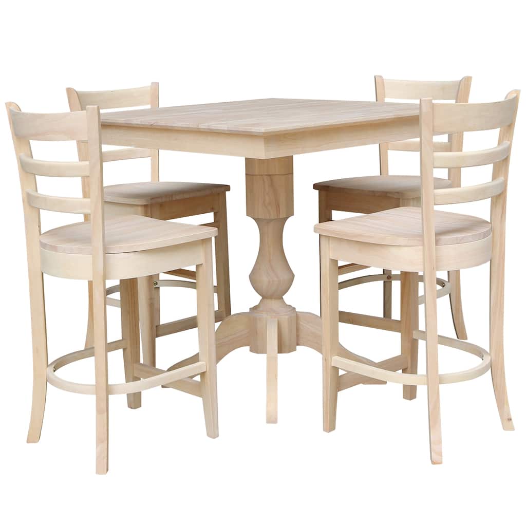 36" x 36" Square Top Table With 4 Counter Height Stools - 5 Piece Set