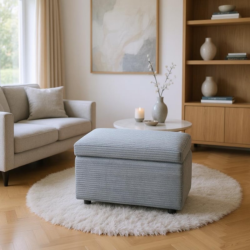 Fabric Storage Ottoman with Hidden Compartment