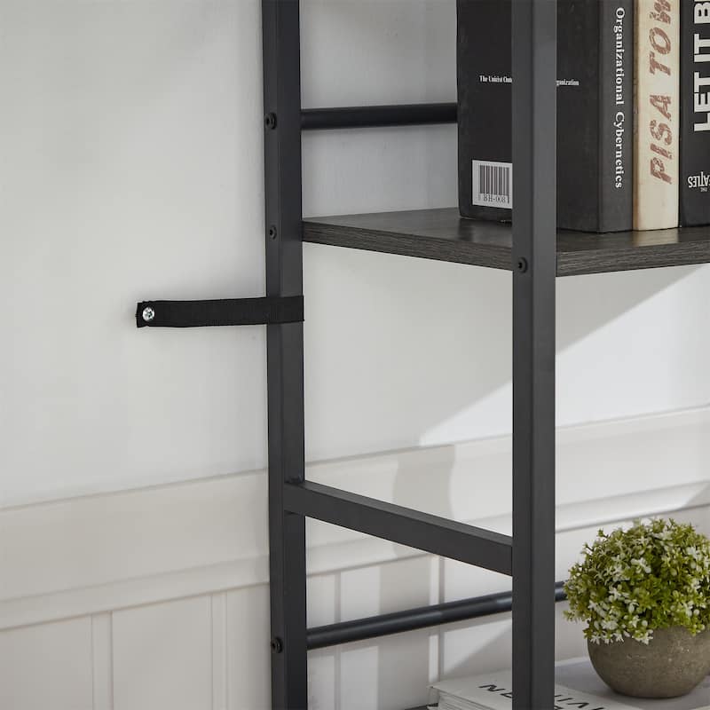 Triple Wide 5-shelf Bookshelves Industrial Retro Wooden Style Open Bookshelves