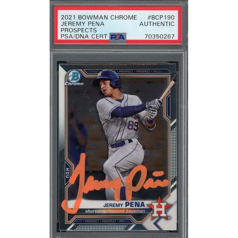 Jeremy Pena 2021 Bowman Chrome Signed Rookie Card #BCP190 Auto PSA 70350267 - 8'6" x 11'6"
