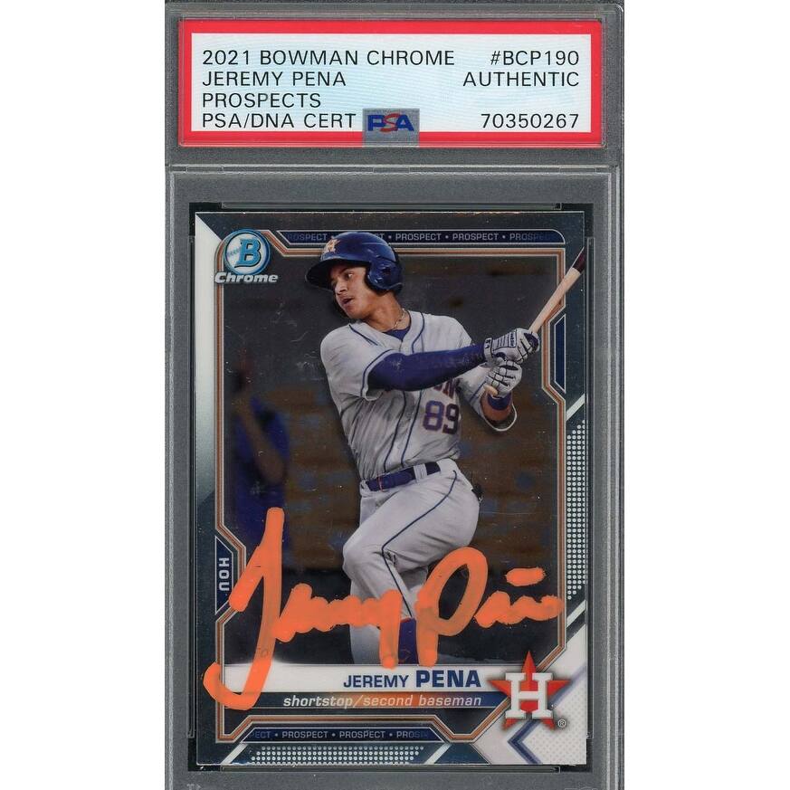 Jeremy Pena 2021 Bowman Chrome Signed Rookie Card #BCP190 Auto PSA 70350267 - 8'6" x 11'6"