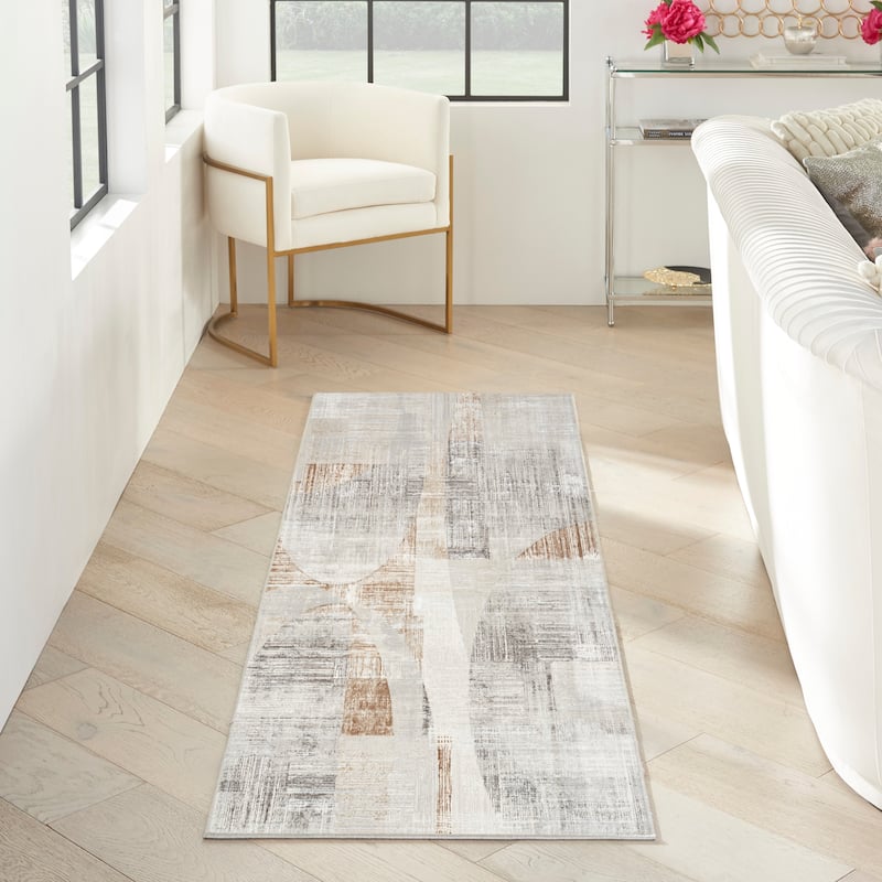 Inspire Me! Home Décor Iliana Indoor only Grey Abstract Area Rug
