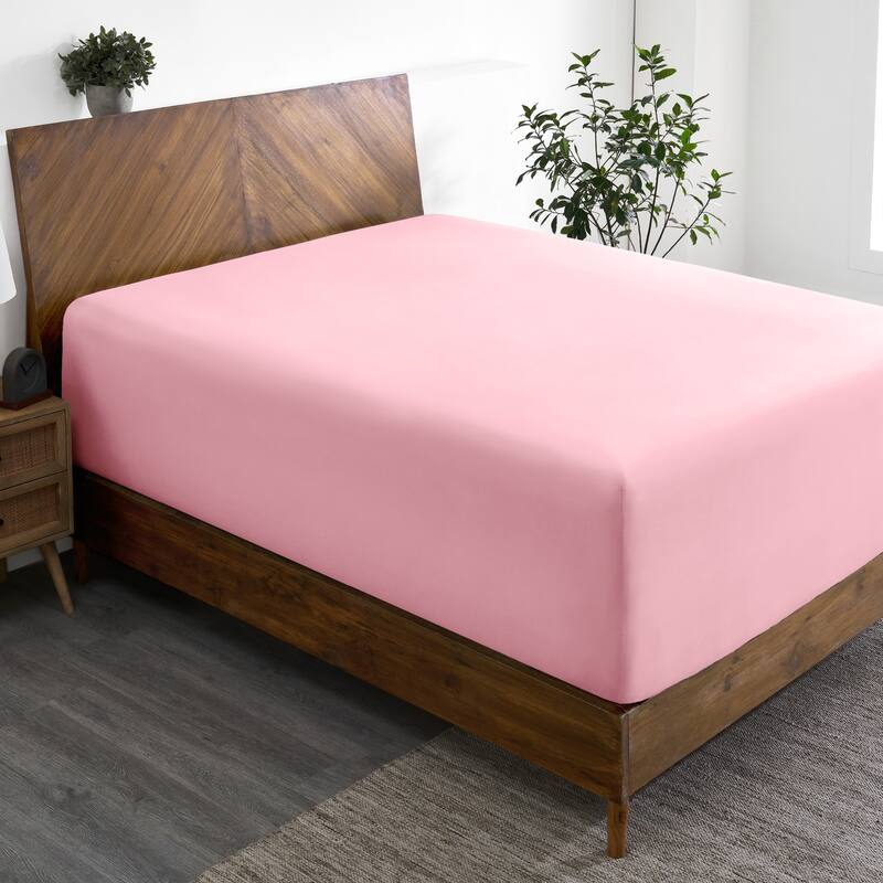 Bare Home Ultra-Soft Microfiber 22 Inch Extra Deep Pocket Fitted Sheet - Twin - Light Pink
