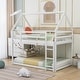 preview thumbnail 1 of 16, Twin over Twin Low Bunk Bed, House Bed with Ladder , White White