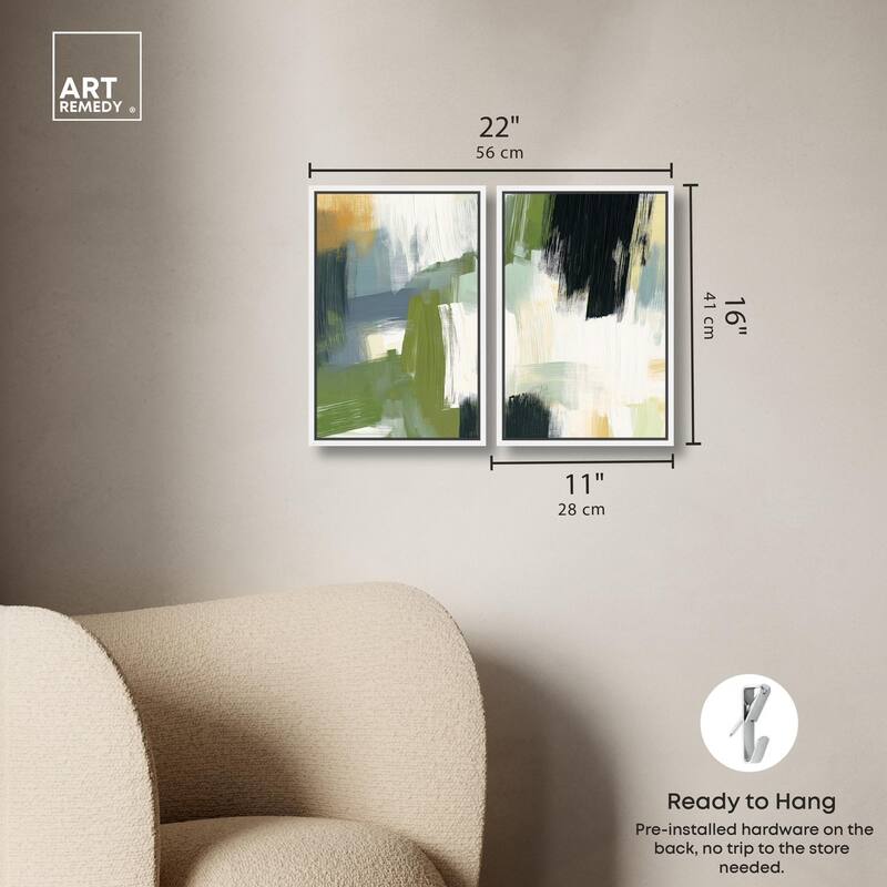 Textured Greens I Canvas Set of 2 by Art Remedy