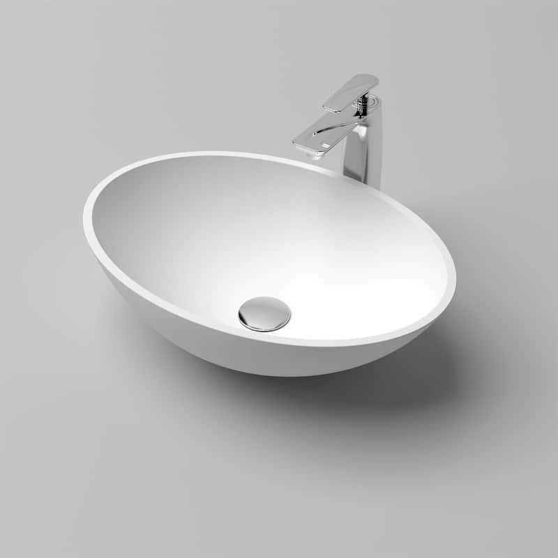 Modern Stone Resin Vessel Sink Matte White Minimalist Art Sink