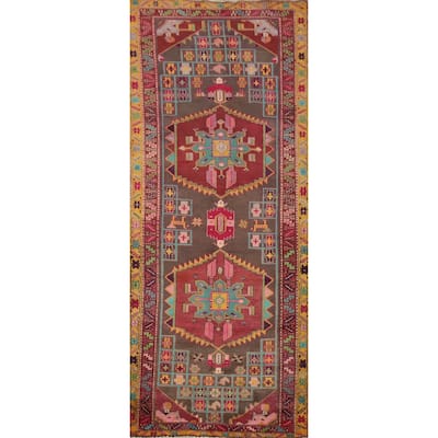 Hand Knotted Oriental 100% Wool Carpet Traditional Tribal Greys & Charcoal Ardebil Runner Rug - 10' 4'' X 3' 10''