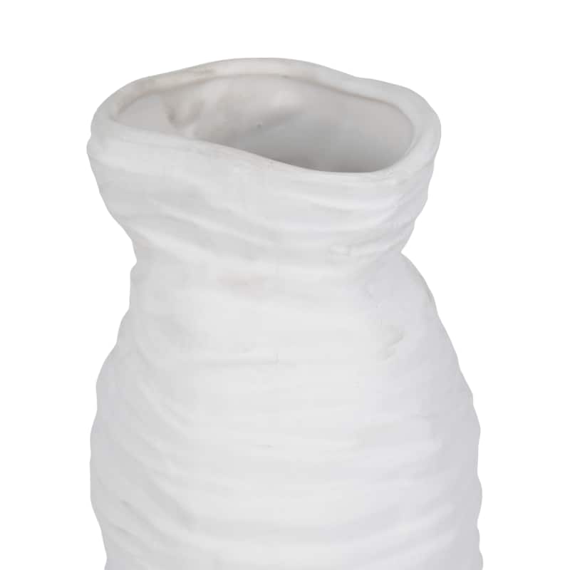 Sagebrook Home 19" Horizontal Ribbed Matte Vase, Ivory, Cylinder, 19"H, Ribbed