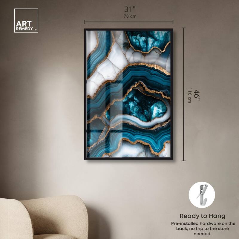 Teal Tectonic III Shadowbox by Art Remedy