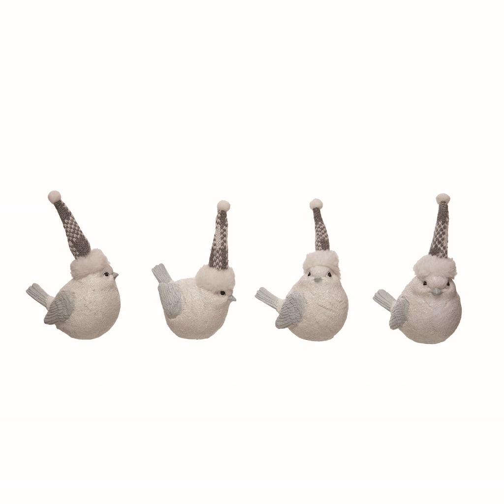 Transpac Resin Plaid Hat Snowbirds Set of 4 Christmas Home Decorations