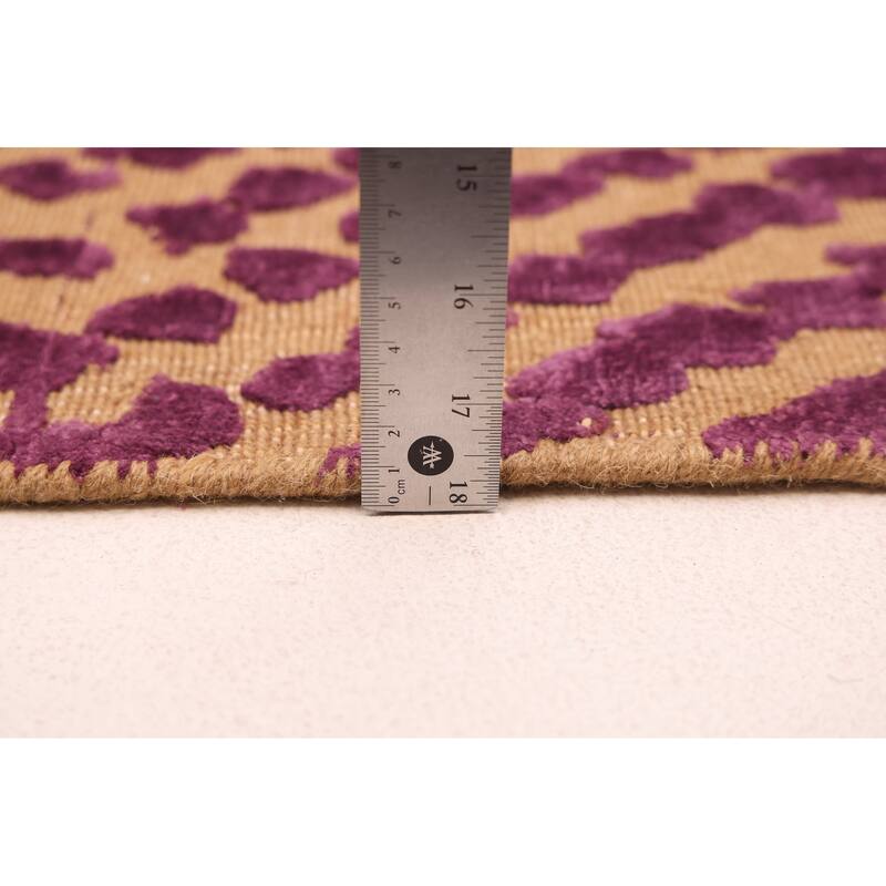 ECARPETGALLERY Hand Loomed Elysian Purple Viscose, Wool Rug - 5'0 x 8'3