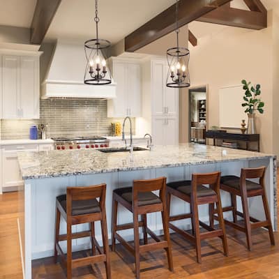 Farmhouse 1-Light Cage Cylinder Pendant Lights for Kitchen Island - W 9.1"x H 24.4"