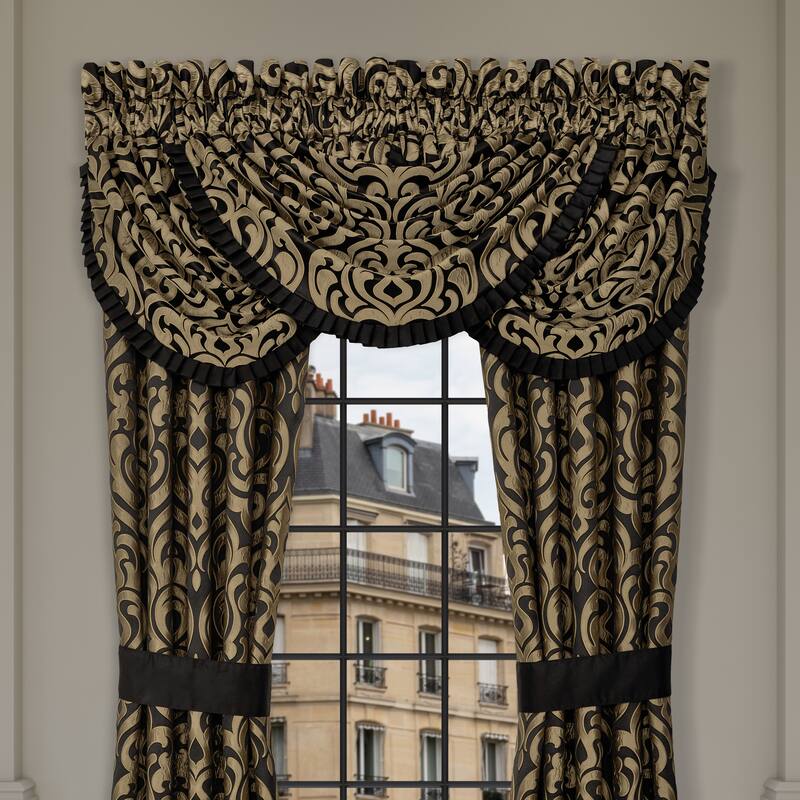 Bolero Black And Gold Window Waterfall Valance