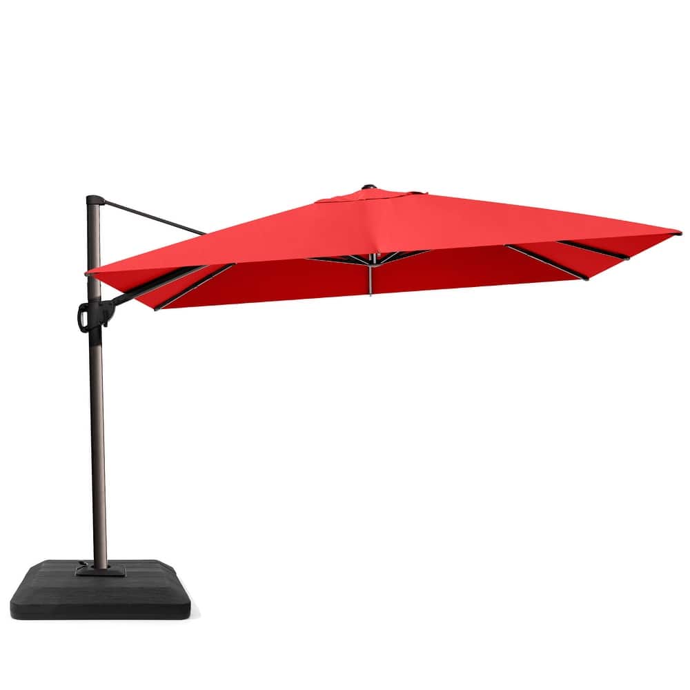 VredHom 9 x 12 FT Outdoor Patio Aluminum Cantilever-Offset Umbrella with 4-piece Fillable Weighted Base