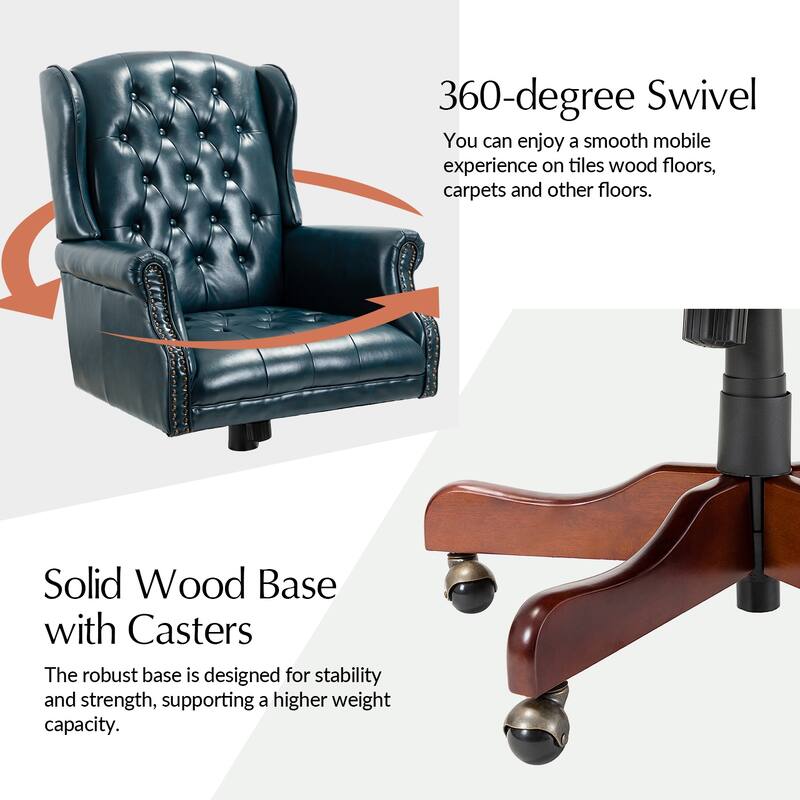 Maximiliano Modern Swivel Executive Chair with Tufted Back by HULALA HOME