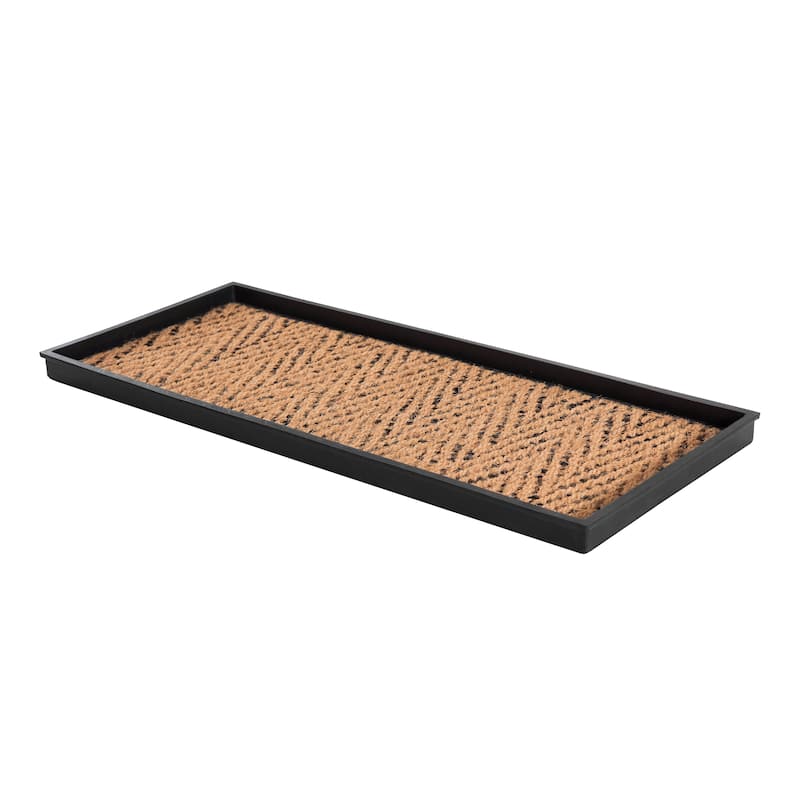Natural and Recycled Rubber Boot Tray with Tan and Black Coir Insert - Medium