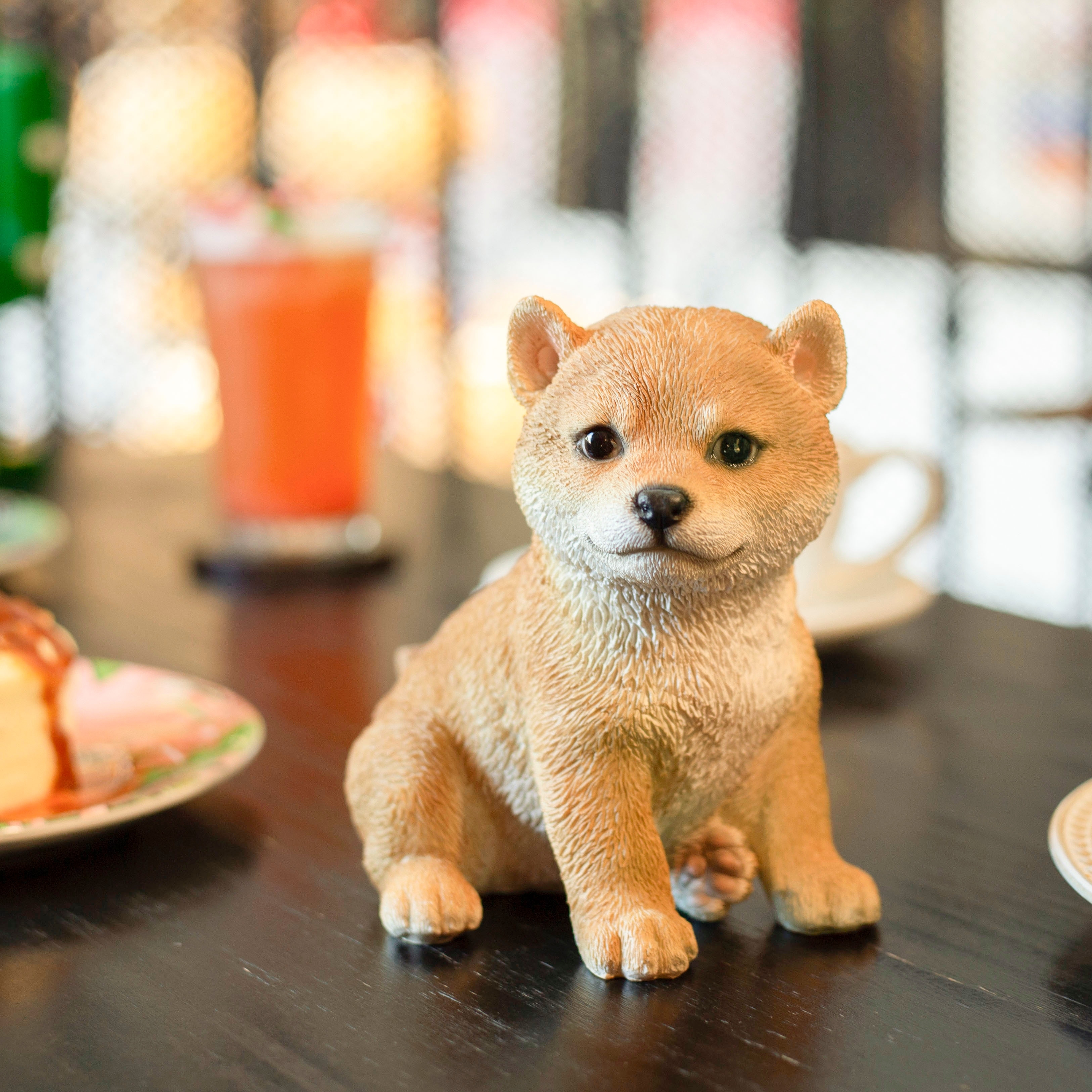 SoReal Brown Shiba Decorative Puppy Figurine for Home & Garden Décor, Handpainted Polyresin Dog Statue