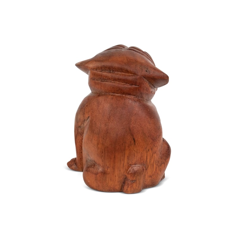 5" Wooden Hand Carved English Bulldog Figurine Statue Sculpture - 5" tall x 4" wide x 3.5" deep