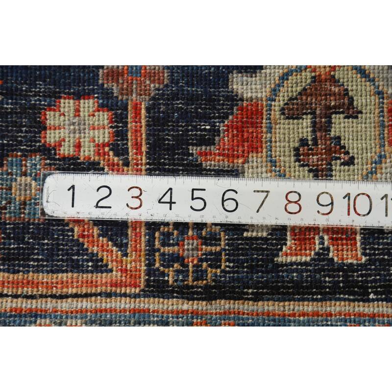 Hand Knotted Oriental 100% Wool Carpet Transitional All-Over Navy Blue & Blues Oushak Area Rug - 9' 9'' X 8' 2''