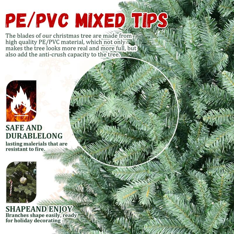 5FT Blue-Green Tint Christmas Tree with 1194 PE+PVC Tips - Unique Full-Bodied Tree with Hinged Branches,Metal Stand