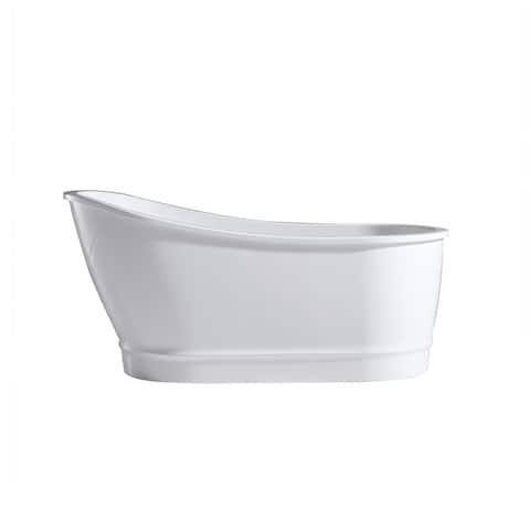 Ove Decors Carly 60 in. Gloss White Acrylic Oval Bathtub