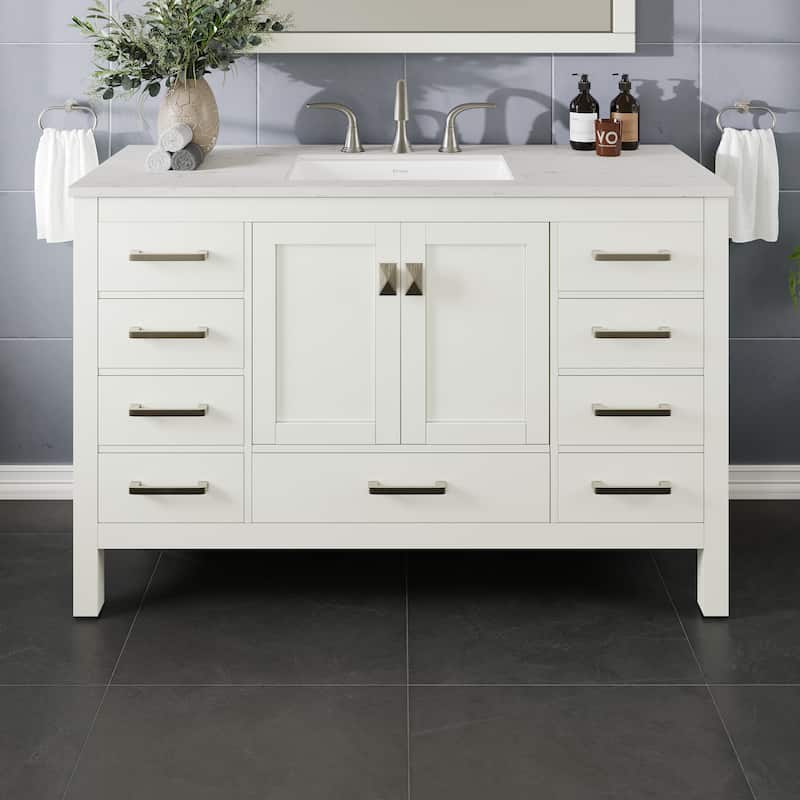 Eviva Aberdeen 54"W Bath Vanity with Carrara Quartz Top