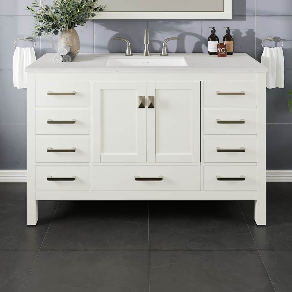 Eviva Aberdeen 54"W Bath Vanity with Carrara Quartz Top
