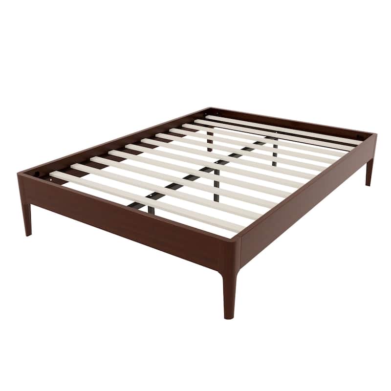 Solid Dry Bamboo Wood Platform Bed Frame with Wood Slat Metal Support, No Box Spring Needed, Easy Assembly