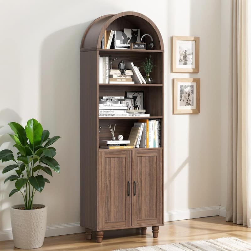 Modern Arched Wooden Bookcase Cabinet with Storage