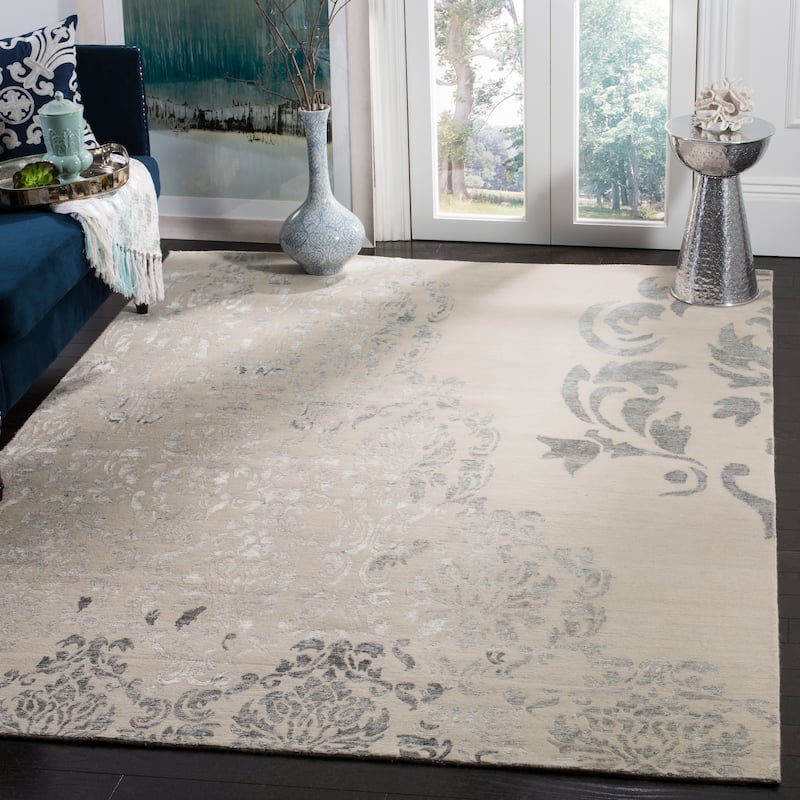 SAFAVIEH Couture Hand-knotted Tibetan Ruri Modern Wool Rug - 9' x 12' - Beige/Grey