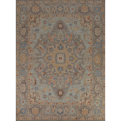 Vegetable Dye Oushak Turkish Area Rug Hand-Knotted Wool Carpet - 8'2" x 9'8"