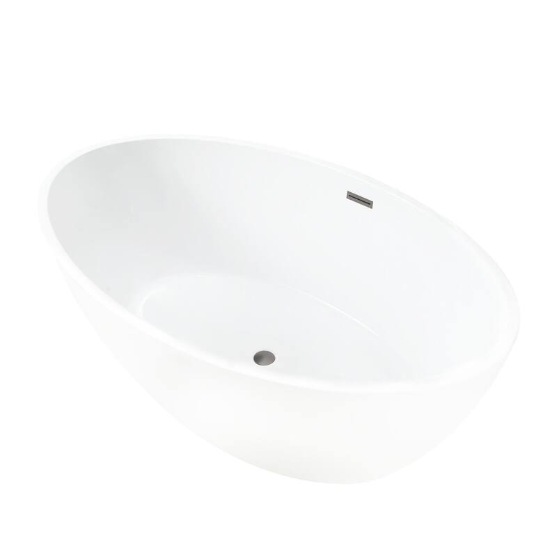 Vanity Art 69" Freestanding Acrylic Soaking Bathtub with Slotted Overflow & Pop-up Drain