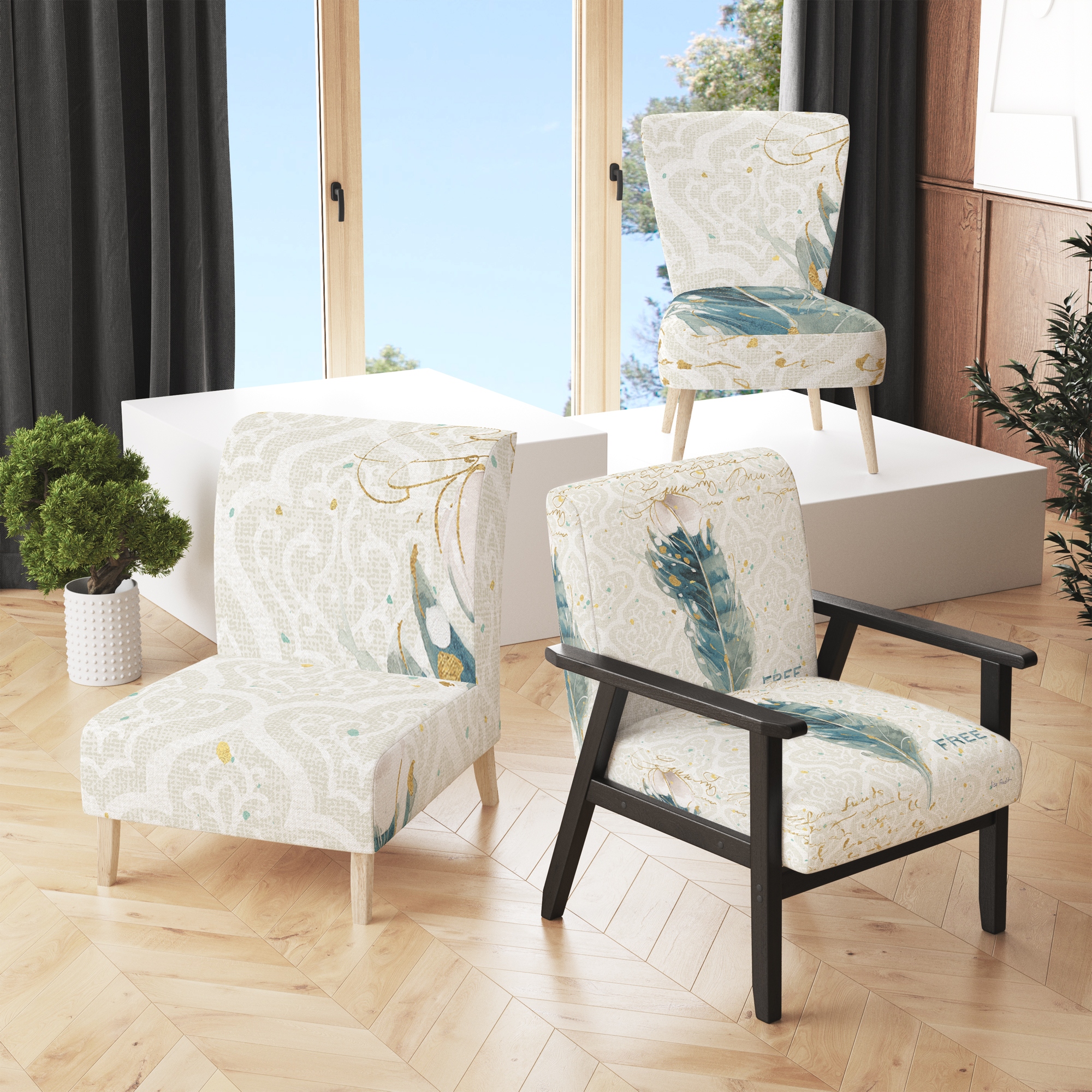 Coastal upholstered sale chairs