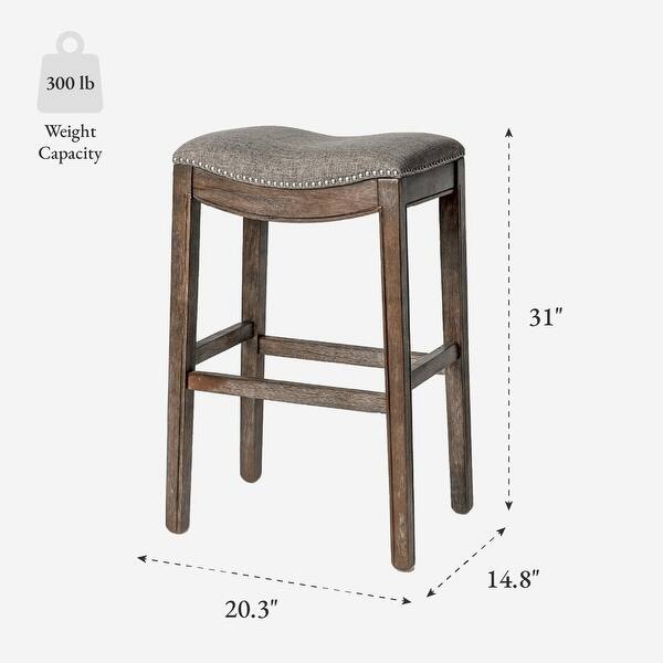 dimension image slide 6 of 11, Maven Lane 31" Adrien Saddle Kitchen Bar Height Stool - N/A