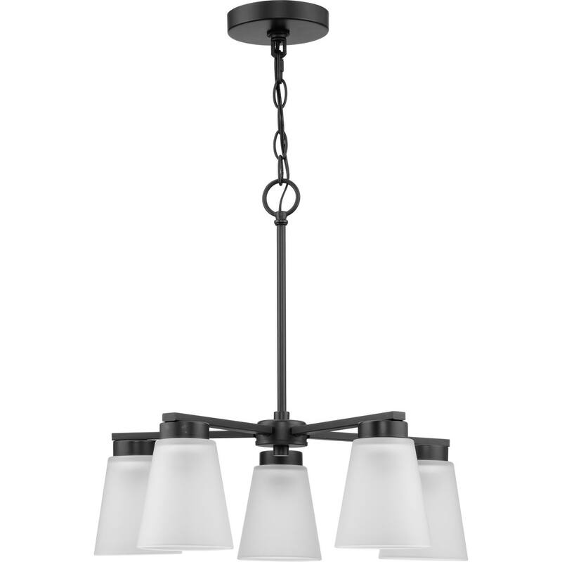 Tanner Collection Five-Light Matte Black Transitional Chandelier - 20.5 in x 20.5 in x 21.5 in