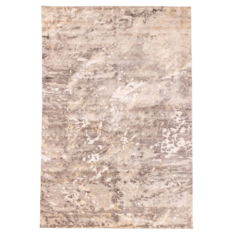 ECARPETGALLERY Hand-knotted Legacy Taupe Silk Rug - 6'7 x 9'8